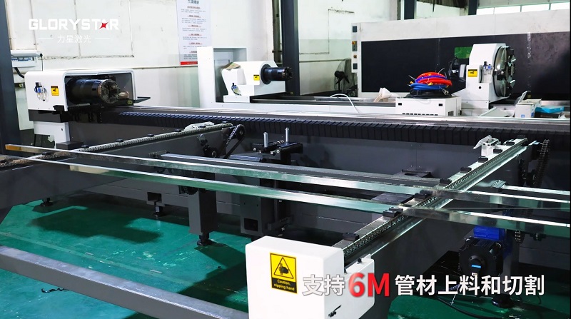 6000瓦雙卡盤激光切管機，高效率，高精度，高品質